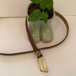 MILOS GENUINE LEATHER BELT-LOOK OF SNAKE OR CROCODILE BROWN